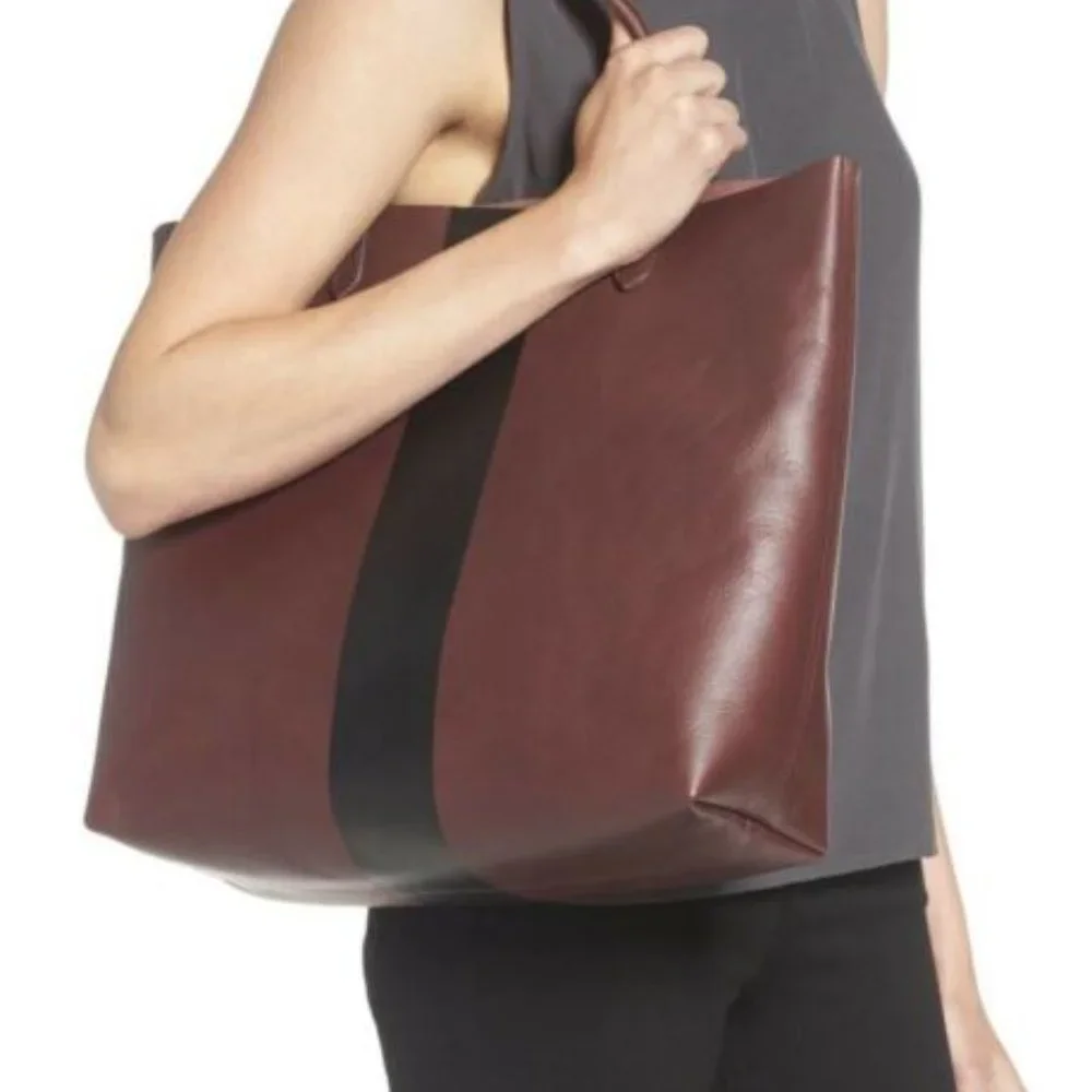 Madewell Paint Stripe Transport Leather Tote - Picture 1 of 14